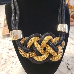 Gold and Black Knot Necklace